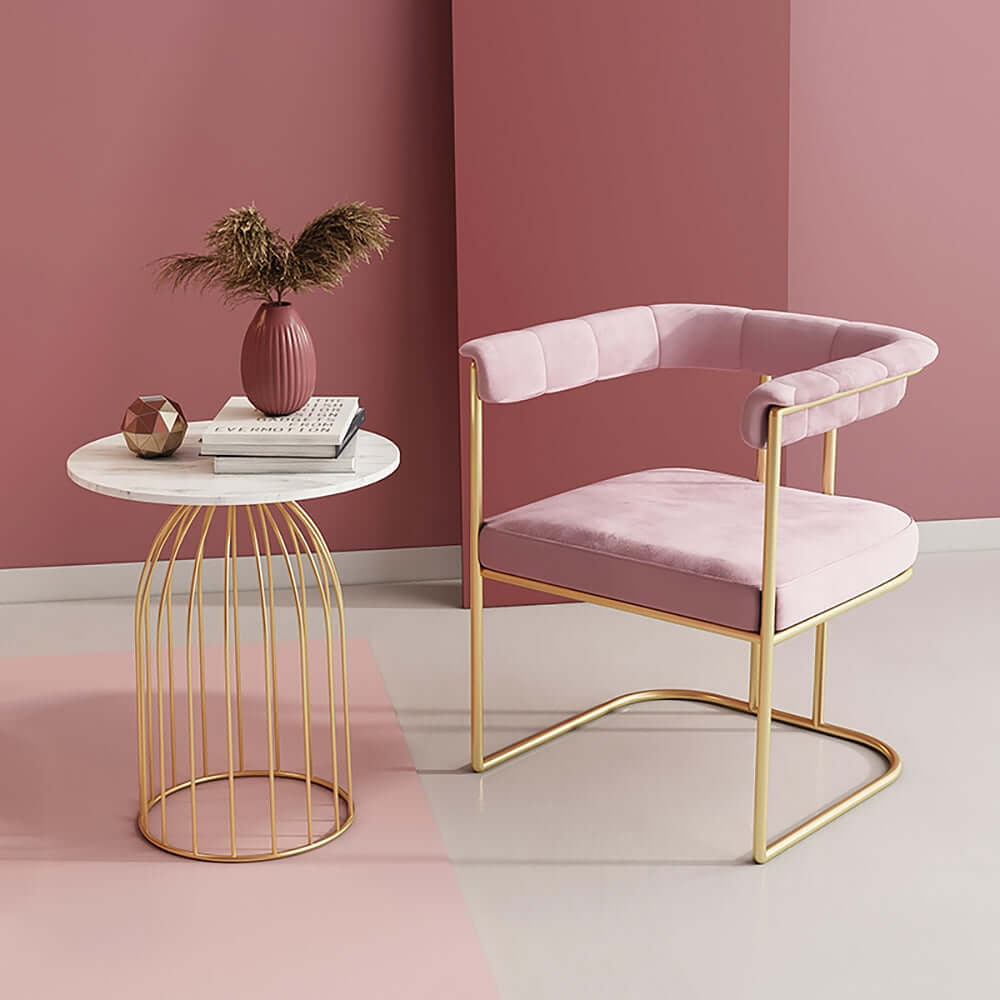 Pink Velvet Upholstered Armchair Gold Accent Chair for Comfortable Home Seating Hauptbild