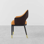 Modern Orange & Coffee PU Leather Dining Chair Set of 2 Open Back with Arms