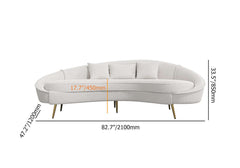 Modern pink velvet sofa with curved design, gold metal frame, and toss pillow, 63 inch length