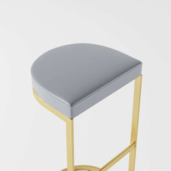 Trendy counter height bar stool with elegant gold frame and gray PU leather