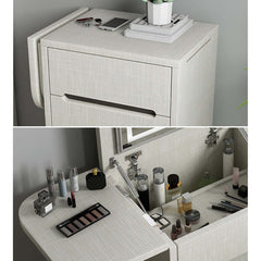 Nordic Flip Top White Makeup Vanity Mini with Stool & Mirror for organized makeup storage and application