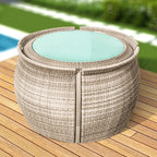 Rattan outdoor furniture with tempered glass table