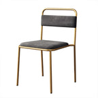 Sleek and stylish armless dining chair pair, upholstered in gray with a luxurious gold finish, modern design