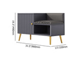 White Contemporary Upholstered Shoe Rack Bench with Storage Cabinet and Shelf Hallway