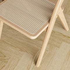 Folding dining chair with Japandi natural design crafted from solid wood and rattan