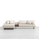 126" LShaped Blue Modular Sectional Sofa Chaise with Ottoman for Living Room