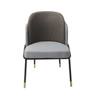 Elegant armrest dining chair set in gray linen upholstery