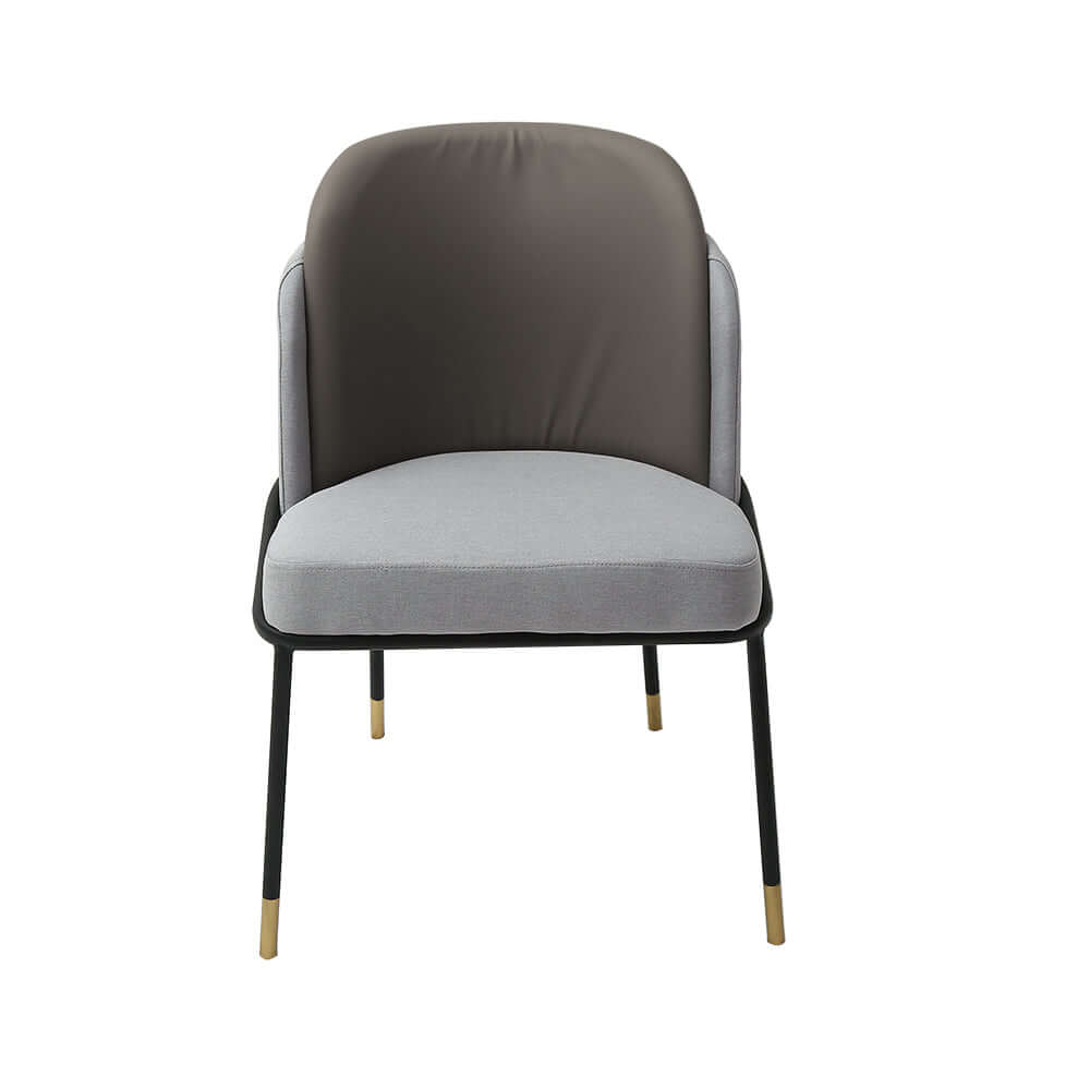 Elegant armrest dining chair set in gray linen upholstery