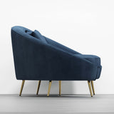 Modern 63" Pink Velvet Curved Sofa Gold Metal Toss Pillow Included