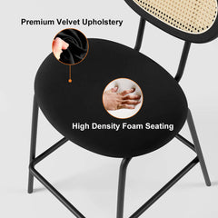 Classic black velvet counter height stools set of 2 ideal for kitchen island decor