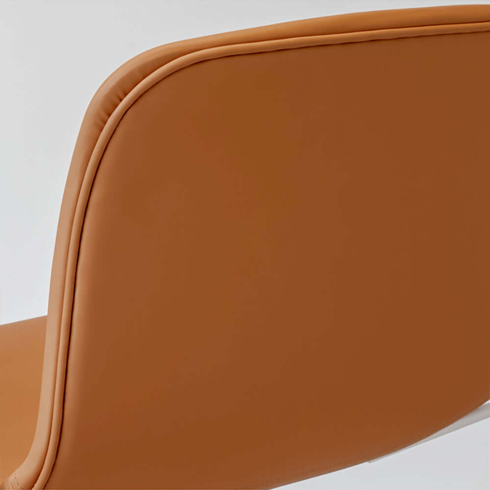 Brown Modern Swivel Office Chair PU Leather Upholstered Computer Chair with Backrest Secondary image