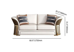 Fashionable Brown & White Faux Leather Living Room Sofa Set - 3-Piece Seating Set