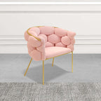 Modern gray velvet tufted accent chair with Nordic elegance and plush upholstery