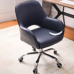 Desk Task Chair with Blue Faux Leather Upholstery and Adjustable Height