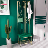 Hall Tree with Bench Shoe Storage Upholstered Clothing Rack in Gold