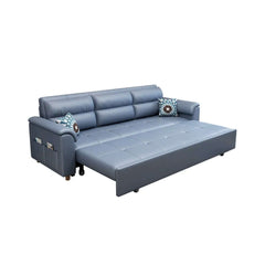 Sleek 74" blue sofa bed with storage and pockets for multifunctional use