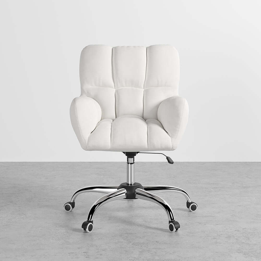 Elegant and practical office chair with swivel and height adjustment, upholstered in cotton and linen fabric