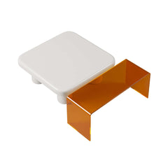 Trendy White & Orange Square Nesting Coffee Table Set of 2 with Contemporary Acrylic End Table