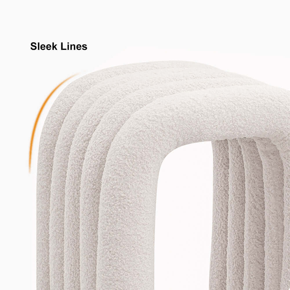 Elegant Modern White Boucle Sherpa Dining Chair Set