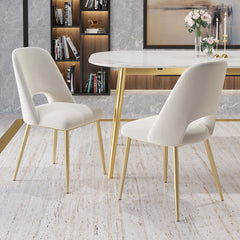 Sophisticated black upholstered dining chairs set of 2 featuring hollow back and gleaming gold legs