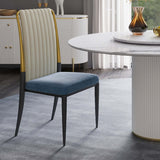 Modern White & Blue Dining Chair Leather High Back Velvet Upholstered Side Chair