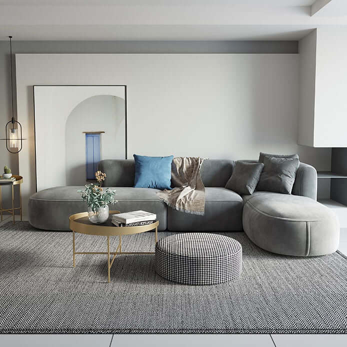 Modern 104.3'' L-Shaped Sectional Corner Sofa in Gray with Modular Design