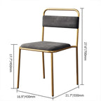Contemporary gray dining chair without arms, upholstered in modern fabric, set of 2 chairs in elegant gold color
