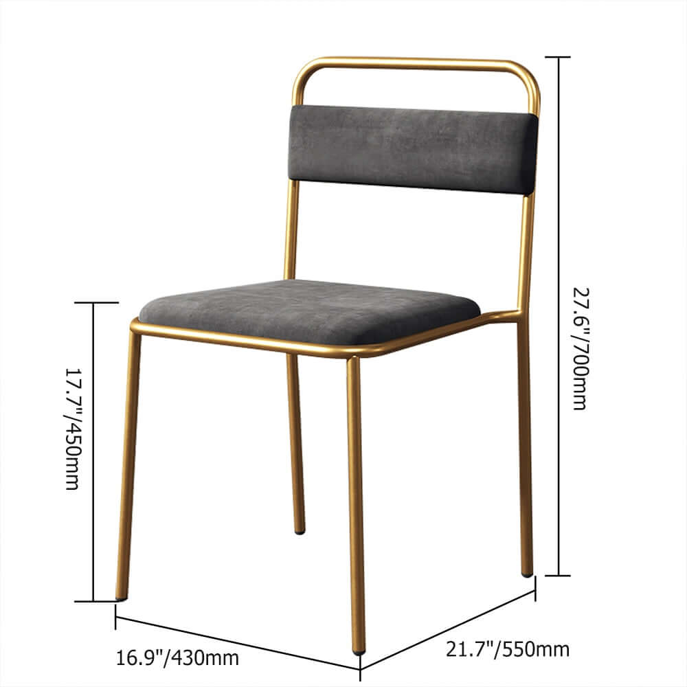 Contemporary gray dining chair without arms, upholstered in modern fabric, set of 2 chairs in elegant gold color