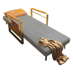 Modern Orange Houndstooth Single Sofabed Convertible Sleeper - Contemporary Style with Built-In Storage