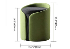 Green cotton & linen ottoman with stylish round design, perfect for adding comfort and style to any space