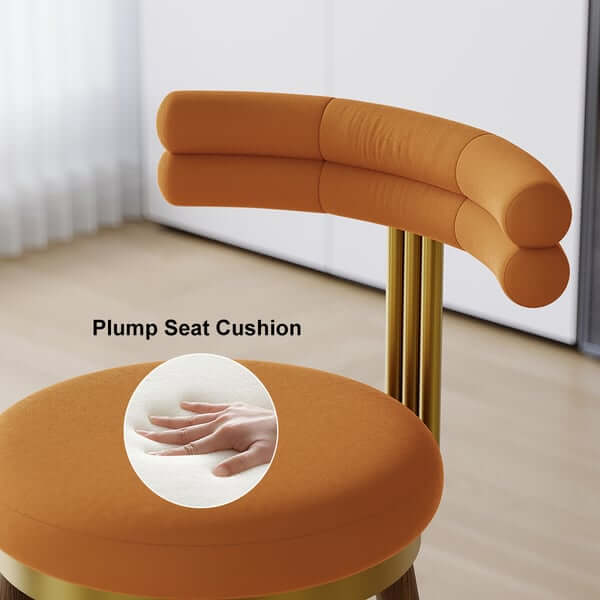 MidCentury Modern Orange Bar Height Stool with Backrest (Set of 2) Perfect for Contemporary Kitchen or Bar Settings