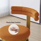 MidCentury Modern Orange Bar Height Stool with Backrest (Set of 2) Perfect for Contemporary Kitchen or Bar Settings