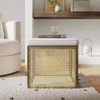 Handwoven Rattan Footstool with Bohemian Style Design for Comfortable Home Decor