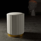 Chic Minimalist White Faux Leather Round Vanity Stool