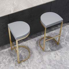 Chic gray PU leather counter height bar stool with elegant gold frame