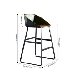 Sleek black metal bar stool with faux leather upholstery for modern kitchen ambiance