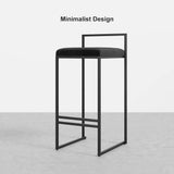 Modern White Velvet Counter Height Bar Stool Set of 2 with Back & Footrest