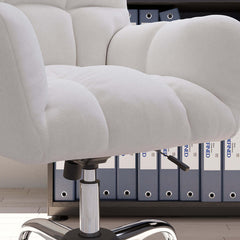 Modern office chair in cotton and linen upholstery with swivel function and adjustable height for comfort