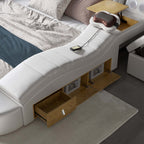 Modern White Faux Leather Bed with Smart Technology