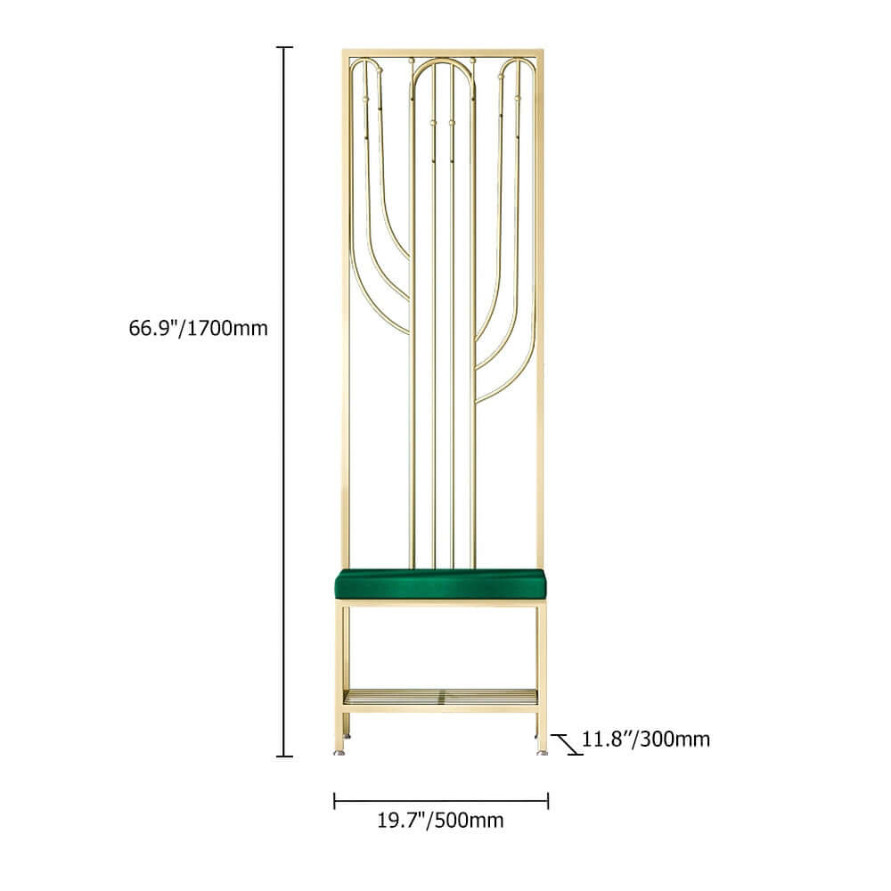 Chic gold hall tree with bench and shoe storage for stylish homes
