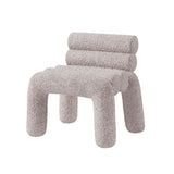 Beige Velvet Accent Chair Upholstery Horizontal Channeled for Living Room
