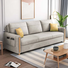 81.1" OffWhite Arm Full Sleeper Sofa Bed with Storage & Side Pockets