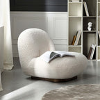 OffWhite Boucle Sherpa Floor Sofa Lounge Chair Soft Cushion Single Sleeper with Plush Comfort