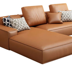 Modern 108.3 inch brown sectional sofa with leathaire upholstery for living room