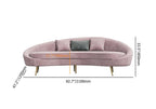 Pink velvet sofa with gold metal frame and toss pillow, modern design furniture
