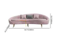 Pink velvet sofa with gold metal frame and toss pillow, modern design furniture