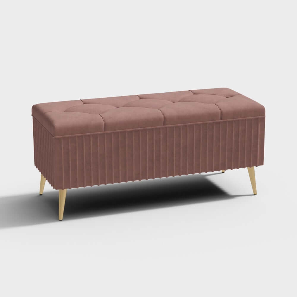 Chic velvet storage bench with gold legs for modern living spaces