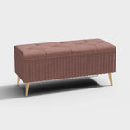 Chic velvet storage bench with gold legs for modern living spaces
