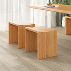 Farmhouse Modern Backless Black Wooden Dining Stool Set of 2 for Cozy Kitchen Ambiance