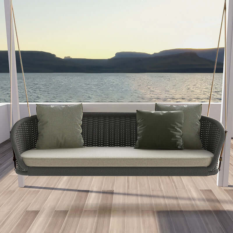 Outdoor Rattan Swing Sofa Hanging Chair with Cushion for Leisure